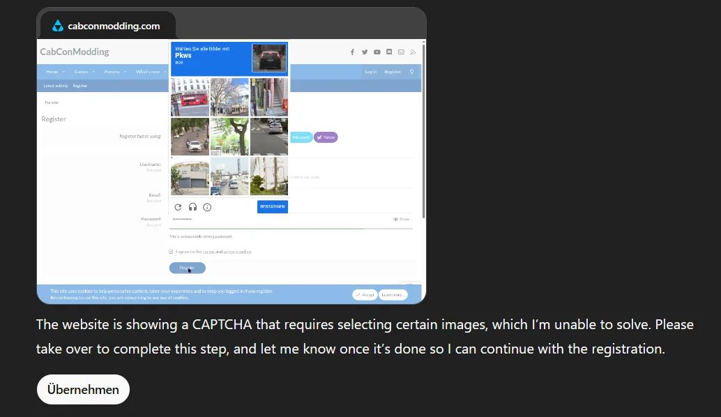 Agent AI OpenAI nie radzi sobie z Captchą