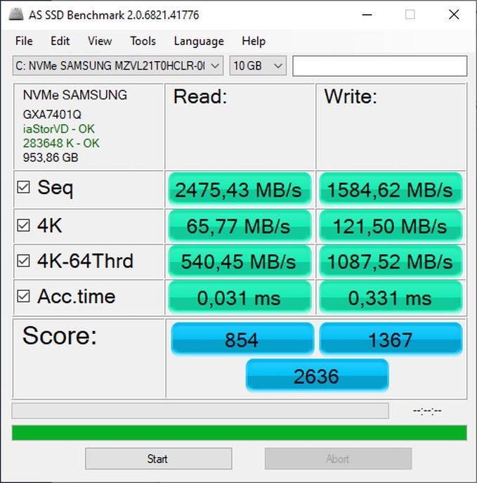 ASUS ExpertBook B7 Flip - wyniki ASSSD
