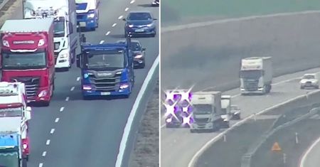 "Wyścigi słoni" na A2. Kierowcy ciężarówek wpadali jeden za drugim