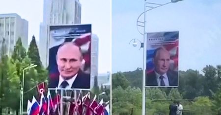 Portrety Putina na ulicach Korei Północnej. Dyktator Rosji z wizytą w Pjongjangu
