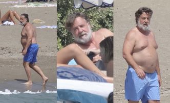 61-letni Russell Crowe byczy się na hiszpańskiej plaży z młodszą od siebie O POŁOWĘ ukochaną