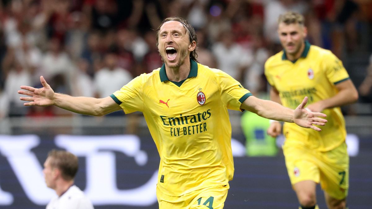 PAP/EPA / Matteo Bazzi / Luka Modrić w meczu AC Milanu z Bologną FC
