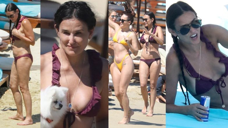 58-letnia Demi Moore W BIKINI dokazuje na plaży z córką i czworonogami (ZDJĘCIA)