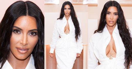 Zaszpachlowana Kardashianka pozuje z dekoltem do pępka