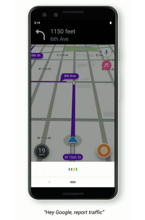 Wykorzystanie Asystenta Google w Waze, źródło: Blog Google.