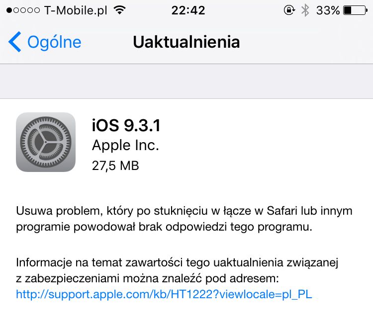 Apple wydał iOS 9.3.1. Poprawia problem z linkami, tylko ciężko go zainstalować...