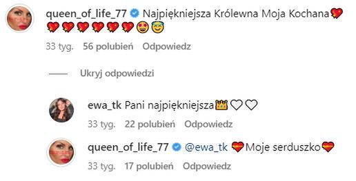 Dagmara Kaźmierska słodzi Ewie w sekcji komentarzy