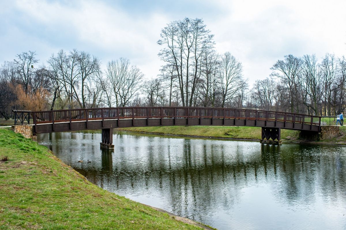 Śląskie. Drewniany mostek jest jedną z wizytówek Parku Miejskiego w Bytomiu.