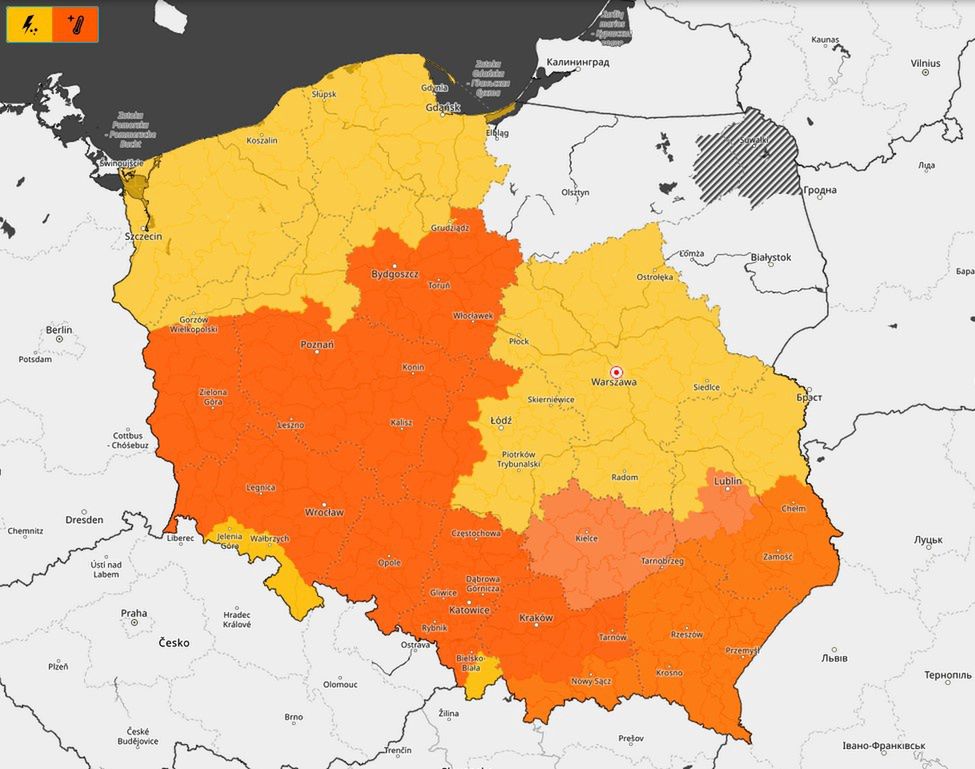 Prognoza zagrożeń IMGW na czwartek i piątek