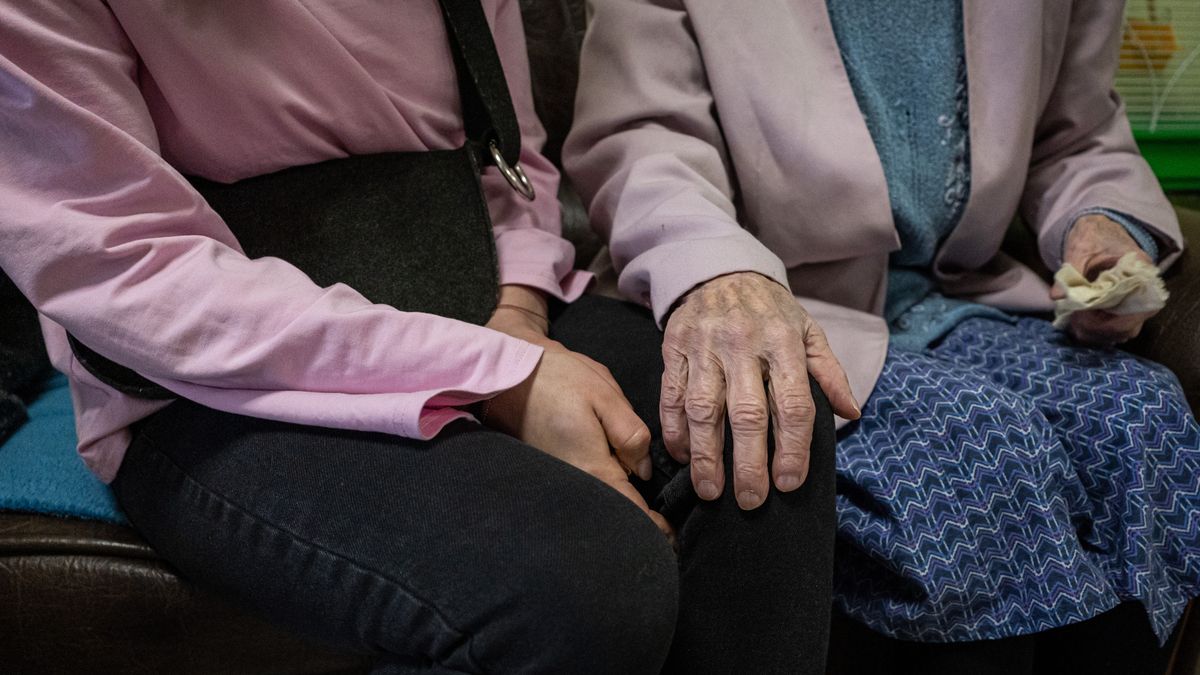 PRYBIRSK, UKRAINE - FEBRUARY 15: Elderly people receive help of Volunteers from âYulyni Babusiâ (Yuliaâs Grannies) in Prybirsk, Ukraine as Russia-Ukraine war continues on February 15, 2023. âYulyni Babusiâ (Yuliaâs Grannies) was born as a foundation to help elderly people in a situation of vulnerability who are mainly in rural areas of Ukraine. Through voluntary donations and the work of volunteers like Yulia, Tetiana or Sergey, many older people in the region get help. (Photo by Adri Salido/Anadolu Agency via Getty Images)