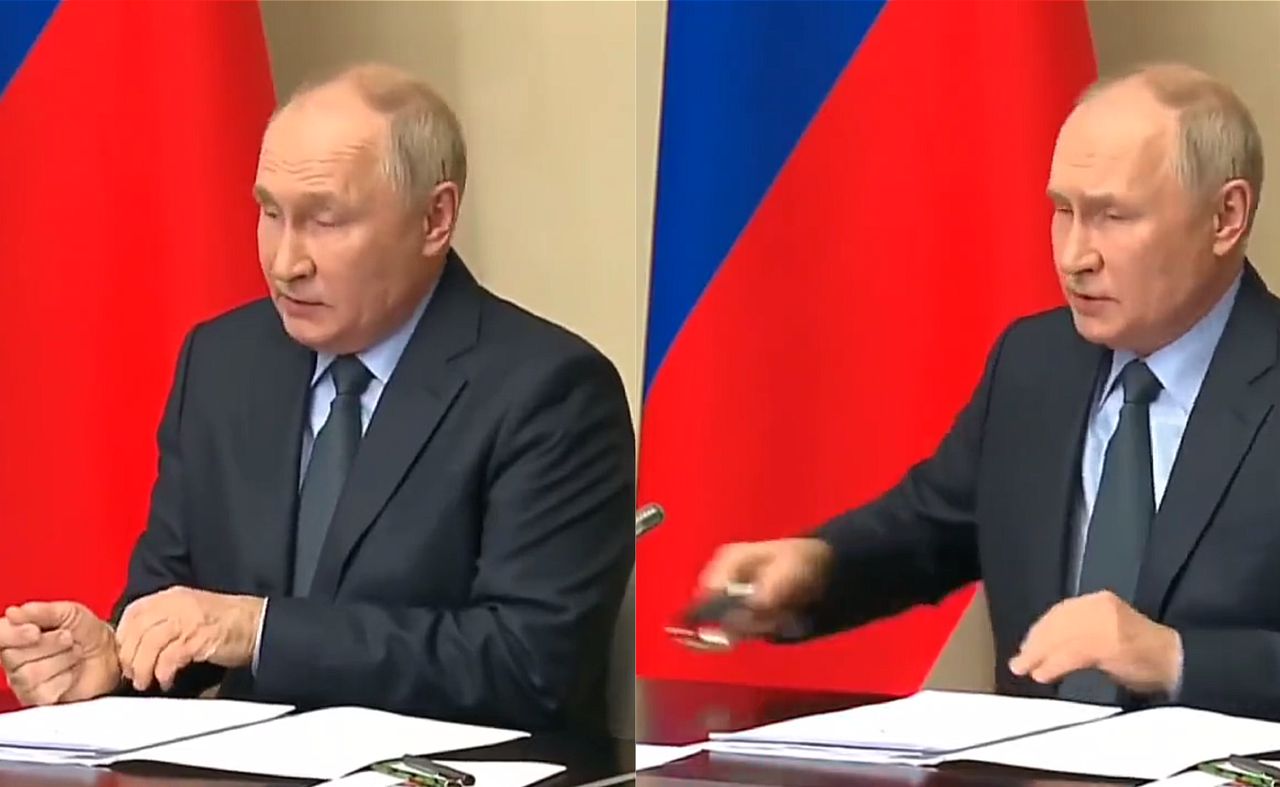 Putin's strange behavior. What is he doing with his watch?