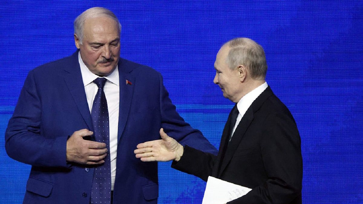 President Putin And President Of Belarus Mark The Anniversary Of The Battle Of StalingradVOLGOGRAD, RUSSIA - APRIL 29 (RUSSIA OUT) Belarusian President Alexander Lukashenko (L) grimases as Russia's President Vladimir Putin (R) looks on during the Great Heritage - Common Future Forum, a Russian-Belarusian meeting, dedicated to the anniversary of the Battle of Stalingrad on April 29, 2025 in Volgograd, Russia. Vladimir Putin and Alexander Lukashenko are having a joint visit to Volgograd, former Stalingrad, marking the 80th anniversary of the end of World War II. (Photo by Contributor/Getty Images)Contributor