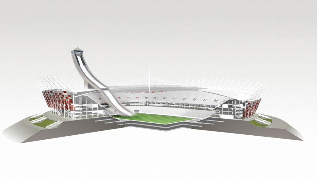 wizualizacja skoczni na Stadionie Narodowym