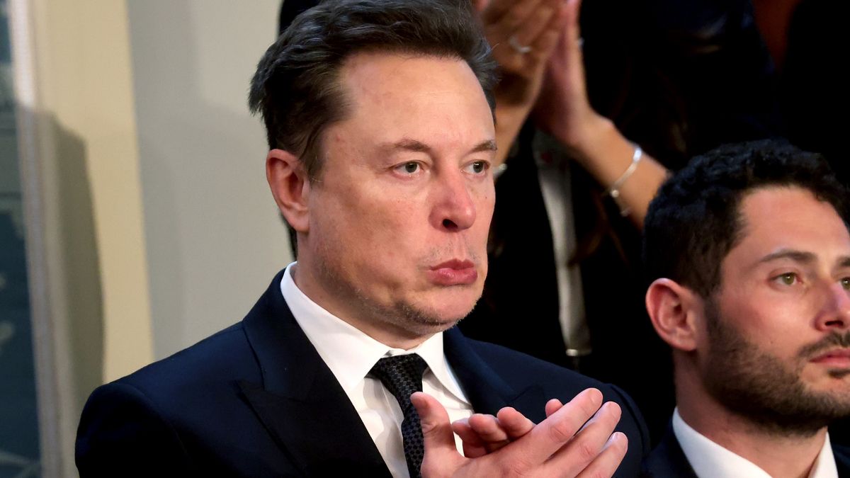 Elon Musk, chief executive officer of Tesla Inc., during a joint meeting of Congress with Israeli Prime Minister Benjamin Netanyahu at the US Capitol in Washington, DC, US, on Wednesday, July 24, 2024. Netanyahu's speech to Congress will test whether Democrats can sustain their newfound unity over Vice President Kamala Harris despite searing divisions over Middle East policy. Photographer: Ting Shen/Bloomberg via Getty Images