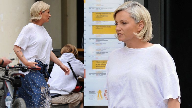 Dorota Szelągowska pali papierosy na Placu Zbawiciela