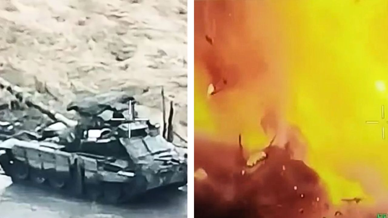 Sprytny patent na froncie. Rosyjski T-72 rozerwany na kawałki