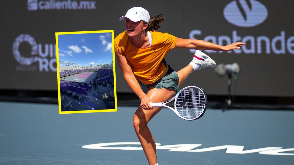 Getty Images / Robert Prange / Twitter / Joanna Sakowicz-Kostecka / Iga Świątek i kort centralny turnieju WTA Finals (w ramce)