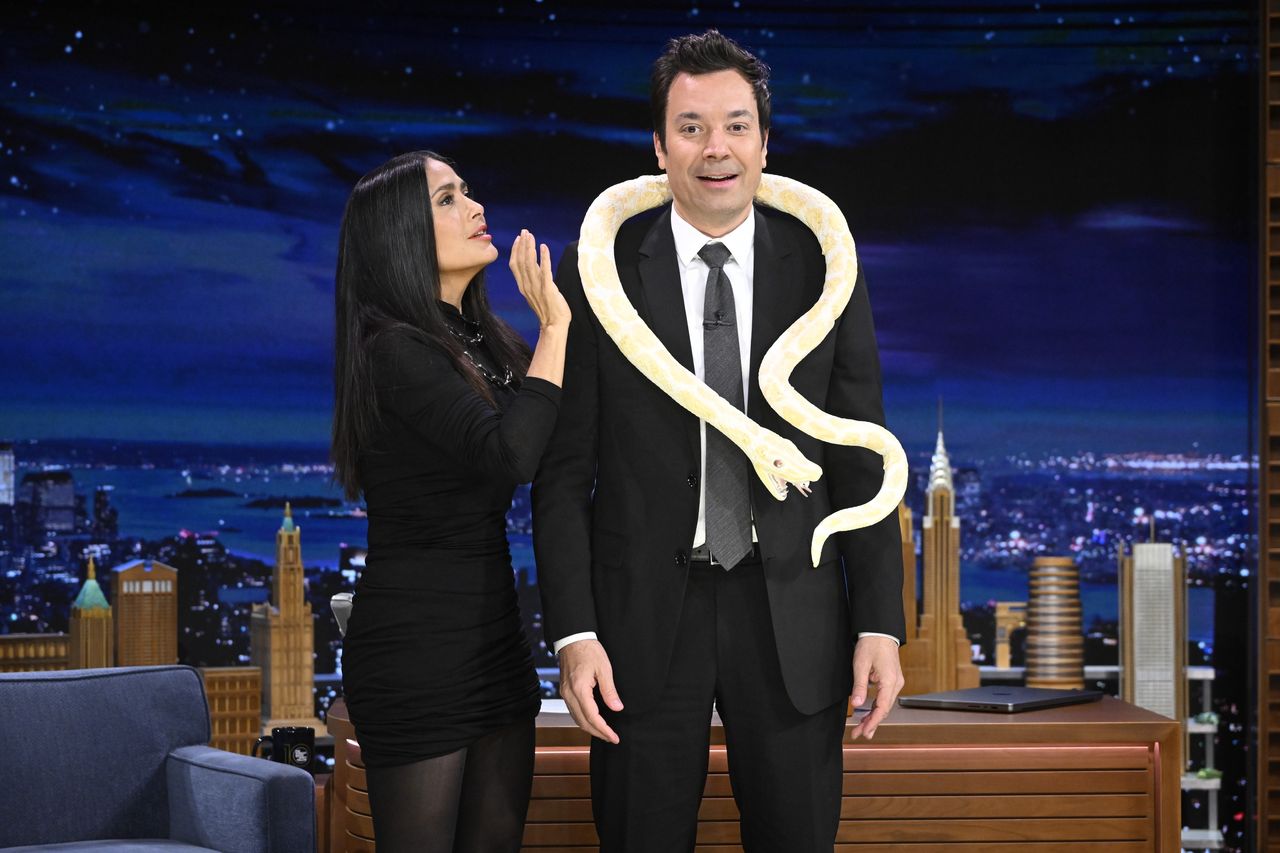 Salma Hayek and Jimmy Fallon