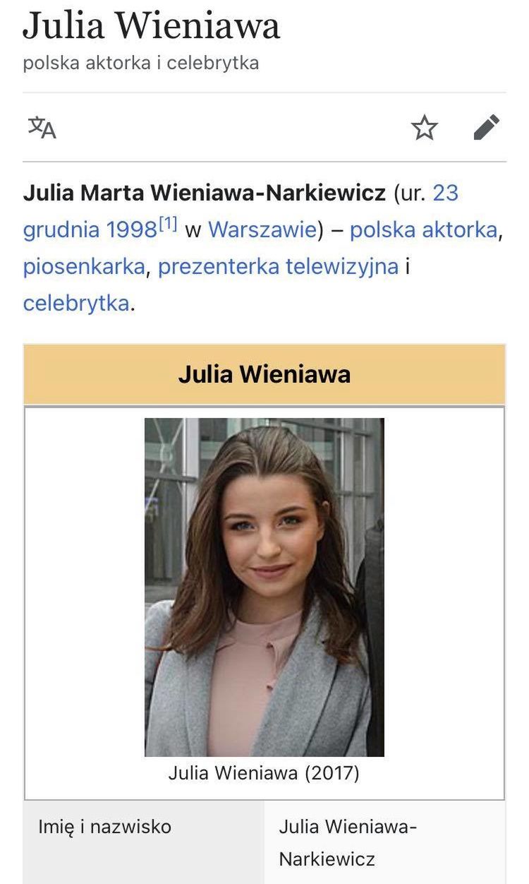 Zdjęcie znienawidzone przez Julię Wieniawę