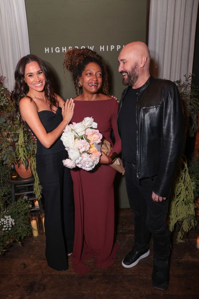Meghan Markle at the presentation of the hair care line