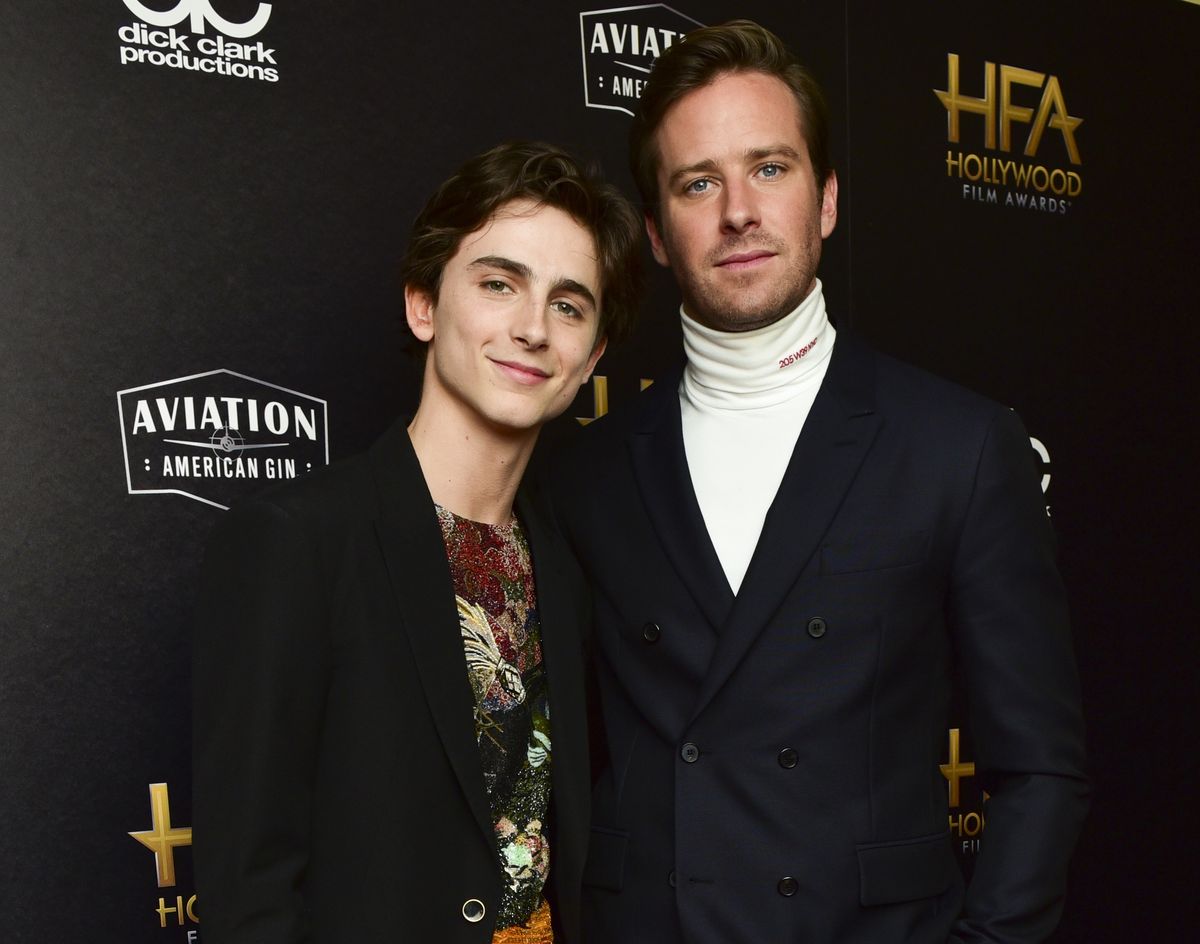 Chalamet i Hammer na rozdaniu Hollywoodzkich Nagród Filmowych w listopadzie 2018 roku