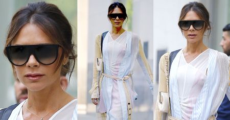 Zmarznięta Victoria Beckham w zwiewnej sukience za 10 tysięcy