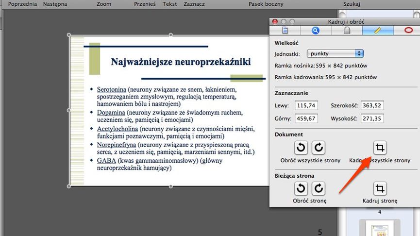 Przytnij strony w dokumentach PDF przy użyciu "Podglądu" 1