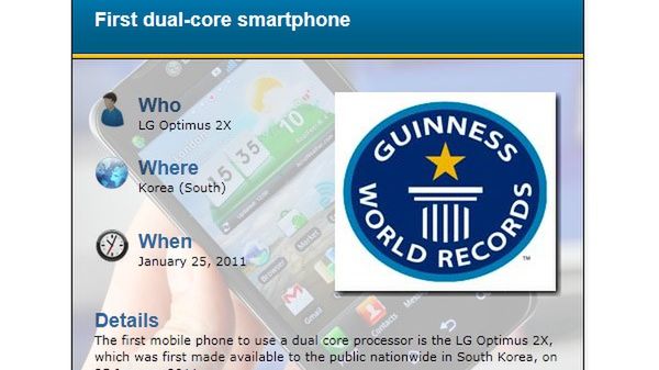 LG Optimus 2X z rekordem Guinnessa 1