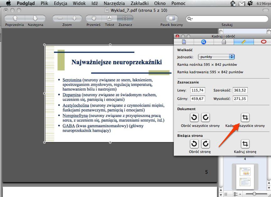 Przytnij strony w dokumentach PDF przy użyciu "Podglądu"