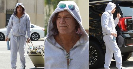Dawno niewidziany Mickey Rourke tanecznym krokiem wraca do Los Angeles (ZDJĘCIA)