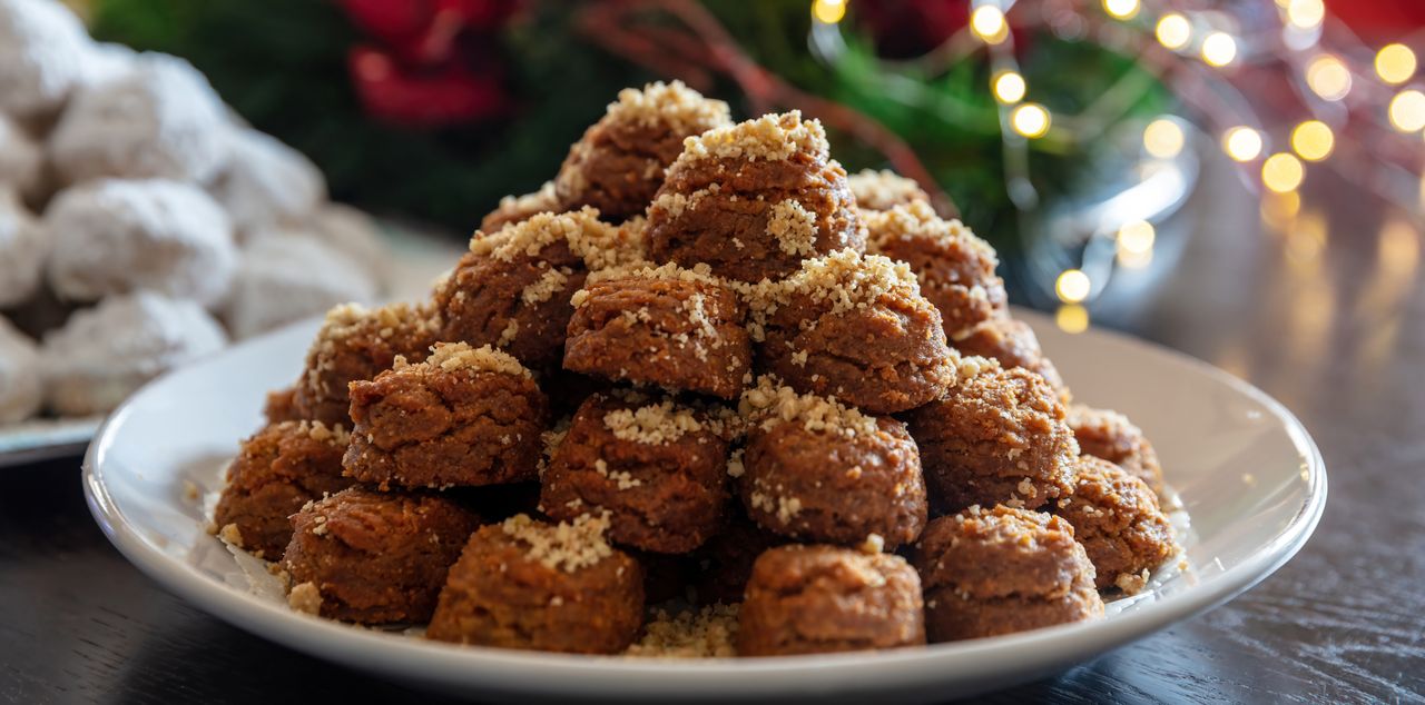 Melomakarona is a delicacy that often graces the Greek holiday table.