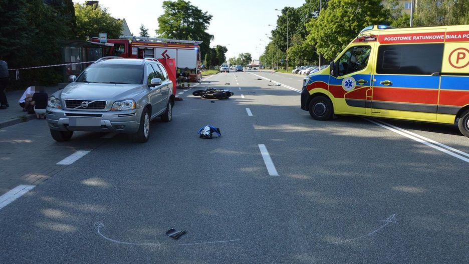 Wypadek z udziałem motocyklisty w Białej Podlaskiej