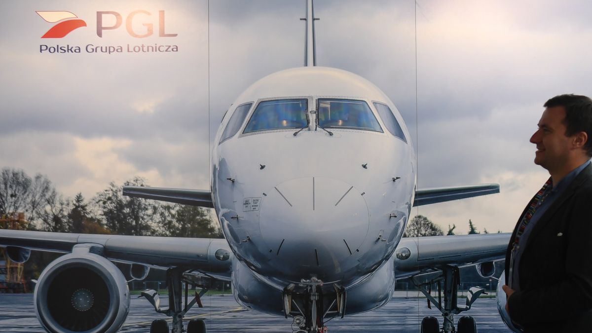A man passes in front of PGL - Polska Grupa Lotnicza logo (Polish Aviation Group), during Congress 590, in the G2A Arena Exhibition and Congress Centre in Jasionka, near Rzeszow. 
On Monday, 7 October 2019, in Jasionka, Rzeszow, Poland. (Photo by Artur Widak/NurPhoto via Getty Images)
