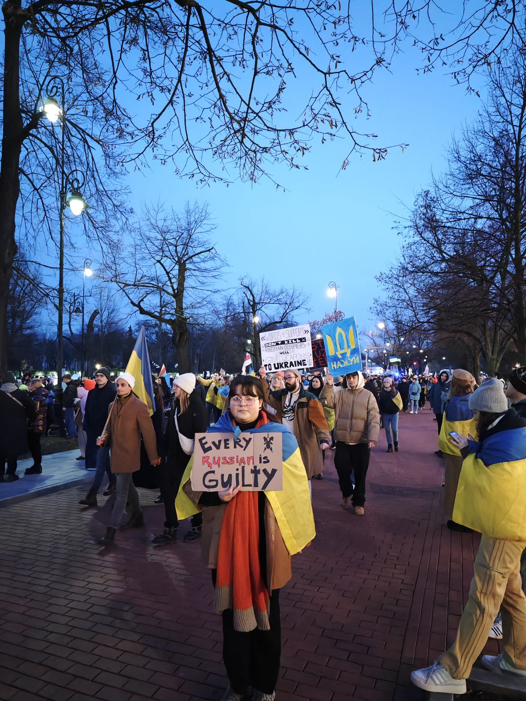 Protest przed ambasadą Rosji.