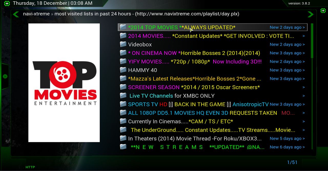 Standardowy bałagan list Navi-X