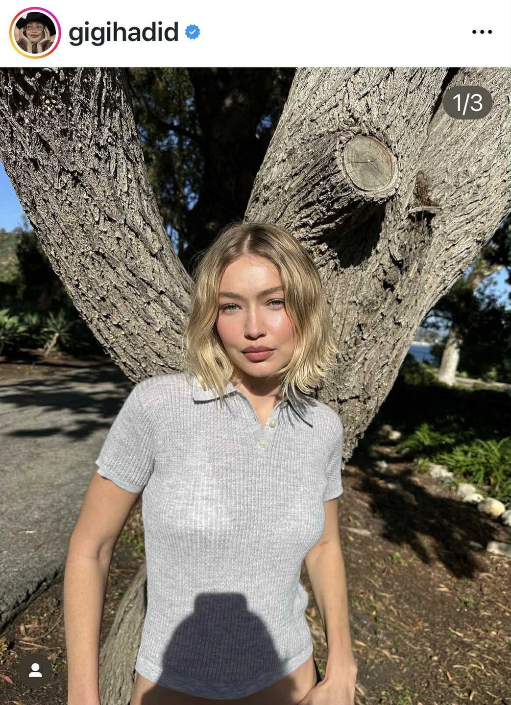 Gigi Hadid nosi fryzurę Boho Bob.