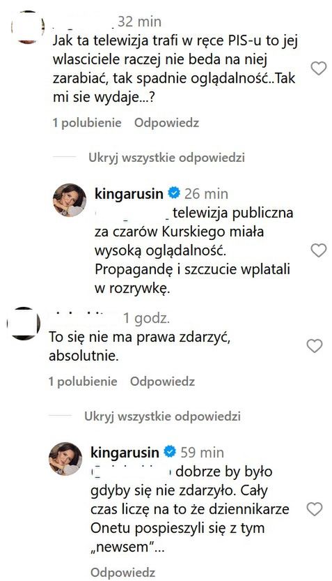 Kinga Rusin drży o TVN, który może trafić w ręce Węgrów