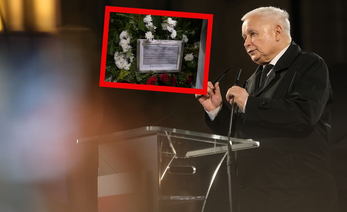 Jarosław Kaczyński usiłował zniszczyć, a następnie zabrał jeden z wieńców pod pomnikiem smoleńskim