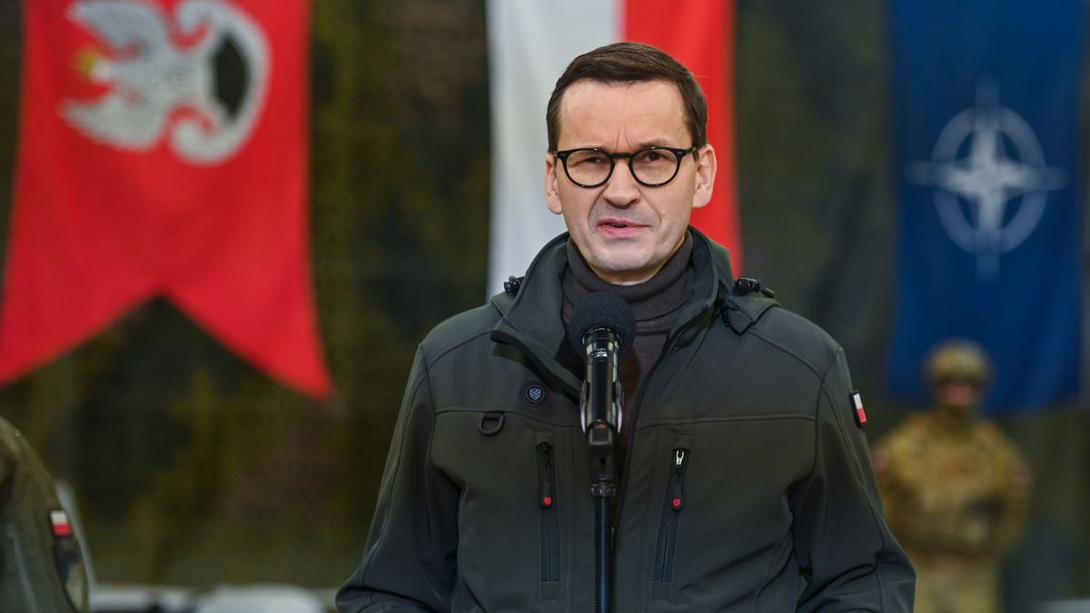 KRAKOW, POLAND - FEBRUARY 18
Prime Minister Mateusz Morawiecki during a visit to the Military Unit of the Special Forces NIL in Krakow, Poland, on February 18, 2023.
During his short visit, the Prime Minister made contact with Polish soldiers staying in Iraq, thanking them for their service. Thanks were also addressed to all soldiers serving outside the country on special missions. Poland is an active member of NATO and contributes to security. Currently, the state of allied forces in Poland is 10,500 soldiers. (Photo by Artur Widak/NurPhoto via Getty Images)