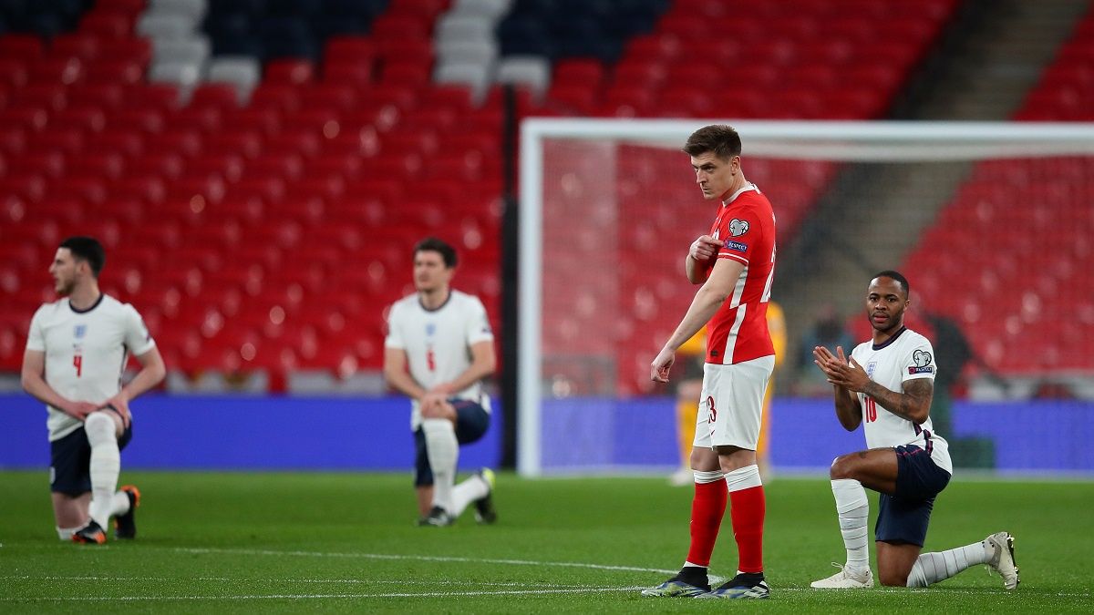 Polacy podczas meczu na Wembley