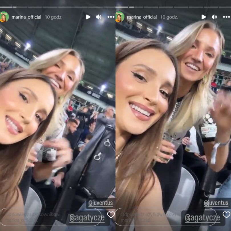 Marina Łuczenko i Agata Sieramska kibicują partnerom na meczu Juventusu