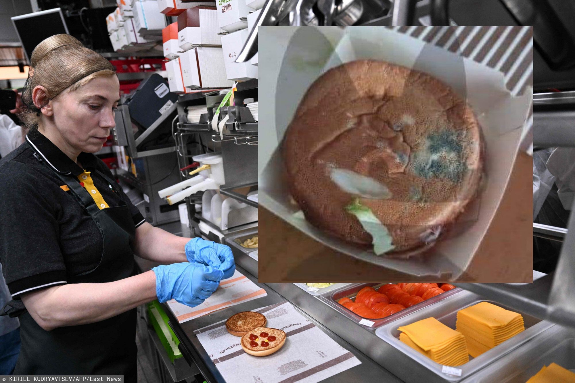 W rosyjskim zamienniku McDonald's serwowane są spleśniałe bułki.

