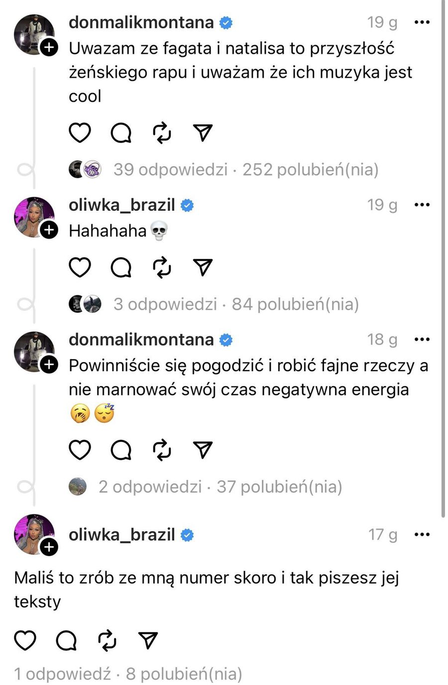 Malik Montanta komentuje dramę Oliwki Brazil i Fagaty