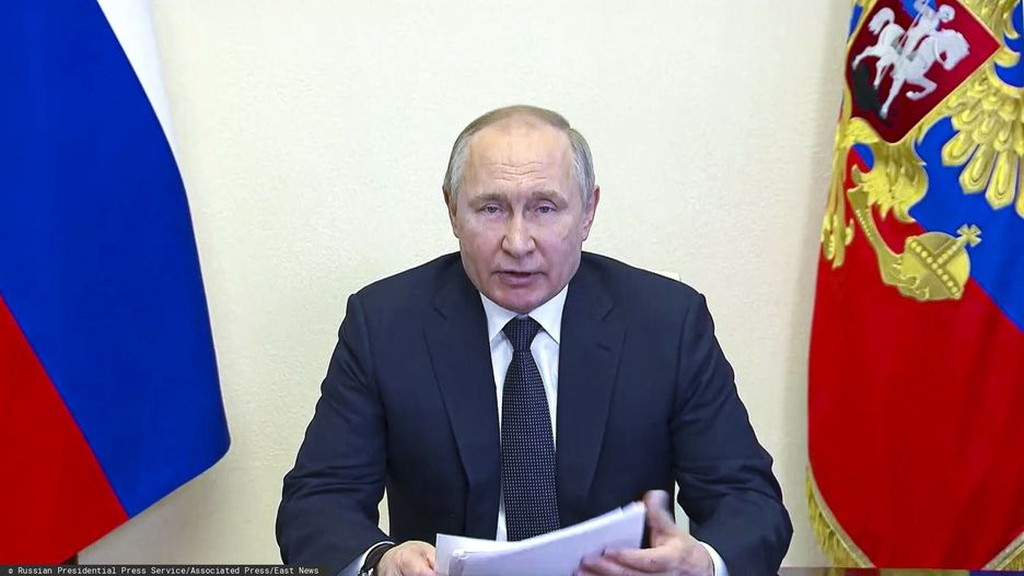 arch50FILE - In this photo taken from video released by the Russian Presidential Press Service, Russian President Vladimir Putin speaks via videoconference at the Novo-Ogaryovo residence outside Moscow, Russia, Wednesday, March 16, 2022. (Russian Presidential Press Service via AP, File)Russian Presidential Press Service