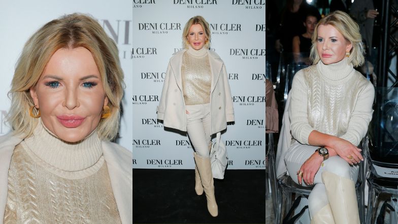 Joanna Racewicz pozuje na pokazie mody