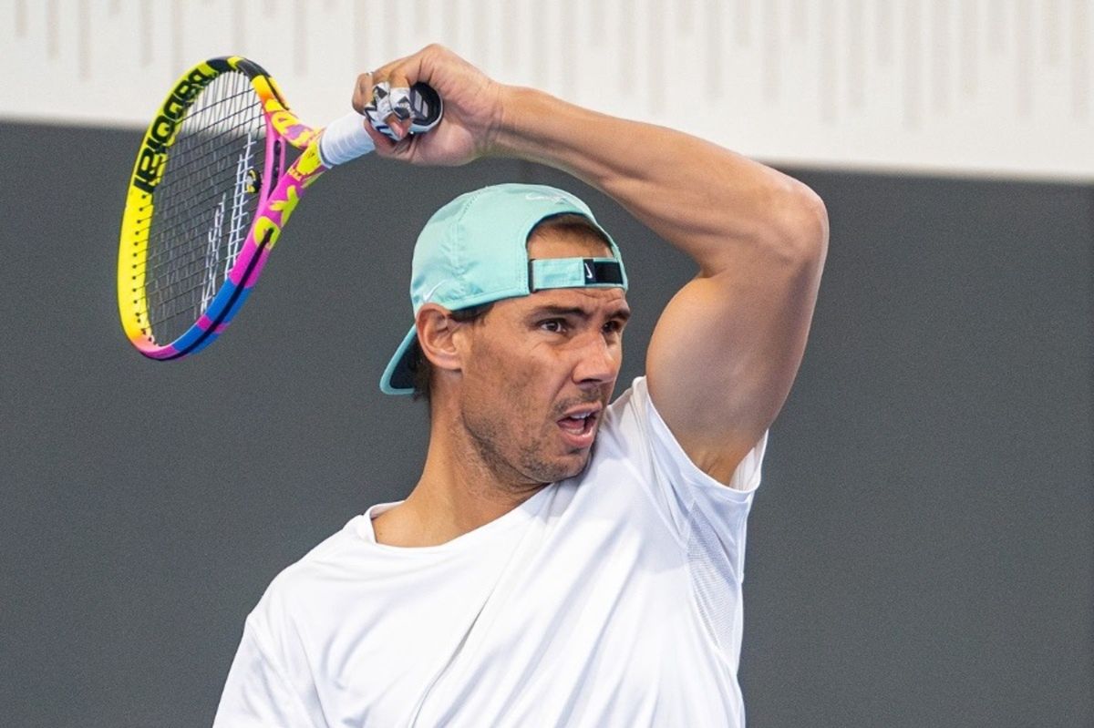 Rafael Nadal during training at his own academy