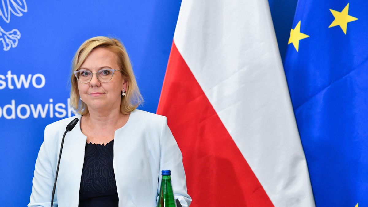 Warszawa, 05.08.2022. Minister klimatu i środowiska Anna Moskwa podczas konferencji prasowej w Ministerstwie Klimatu i Środowiska w Warszawie, 5 bm. Tematem spotkania było wsparcie dla niektórych źródeł ciepła i ciepłowni. (mr) PAP/Radek Pietruszka
