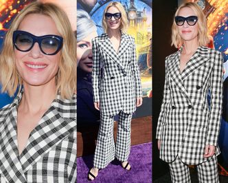 Cate Blanchett w kraciastym garniturze prosto z wybiegu