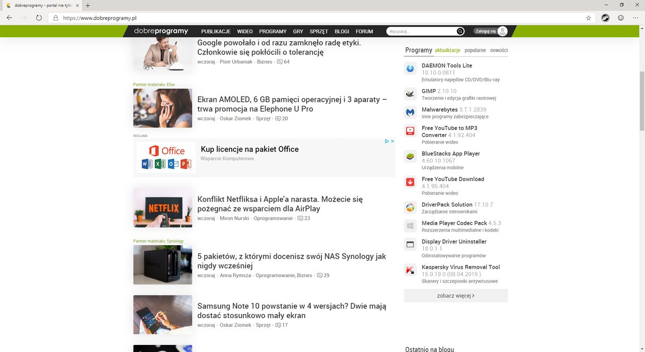 dobreprogramy w Edge z silnikiem Chromium.
