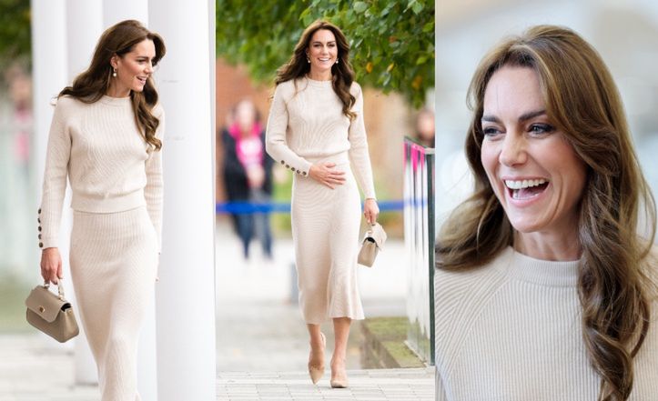 Kate Middleton nawiedza uniwersytet w beżowej stylizacji za "SKROMNE" 8 tysięcy. Oszczędna? (ZDJĘCIA)